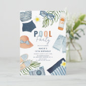 Invitation d'anniversaire pour une fête de piscine (Debout devant)