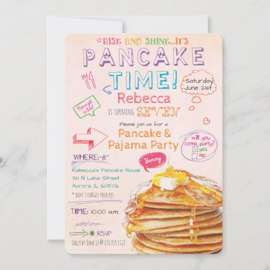 Invitation d'anniversaire pour une fête de pyjama (Devant)