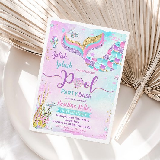 Invitation d'anniversaire pour une fête de sirène
