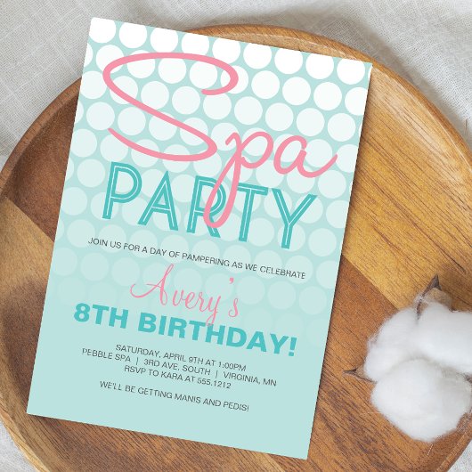 Invitation d'anniversaire pour une fête de spa mod
