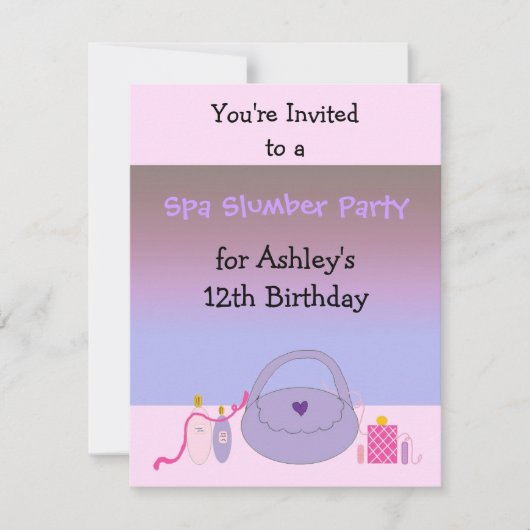 Invitation d'anniversaire pour une fête de Spa Ros (Devant)