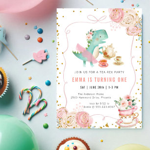 Invitation d'anniversaire pour une fête de thé aux