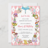 Invitation d'anniversaire pour une fête de thé d'A (Devant)