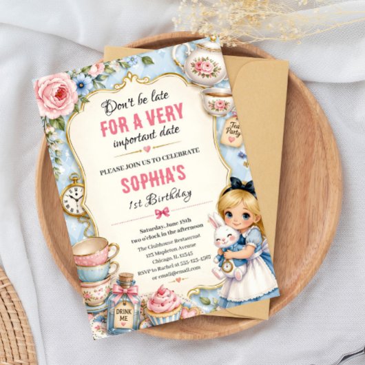 Invitation d'anniversaire pour une fête de thé d'A