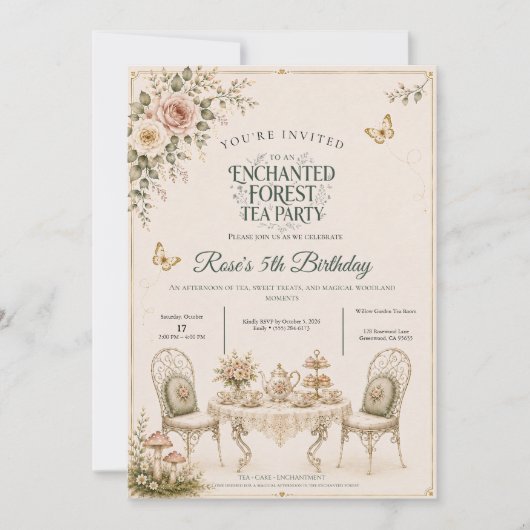 Invitation d'anniversaire pour une fête de thé dan (Devant)