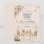 Invitation d'anniversaire pour une fête de thé dan (Devant / Derrière)