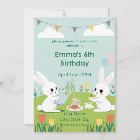 Invitation d'anniversaire pour une fête de thé de  (Devant)
