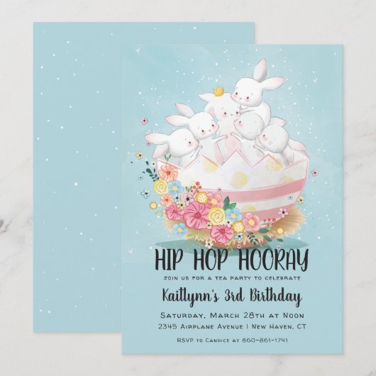Invitation d'anniversaire pour une fête de thé de (Devant / Derrière)