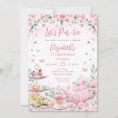 Invitation d'anniversaire pour une fête de thé flo (Devant)