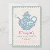 Invitation d'anniversaire pour une fête du thé (Devant)