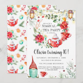 Invitation d'anniversaire pour une fête du thé d'h (Devant / Derrière)