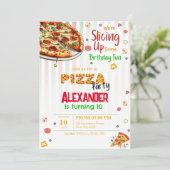 Invitation d'anniversaire pour une fête pizza (Debout devant)