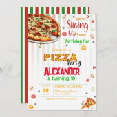 Invitation d'anniversaire pour une fête pizza (Devant / Derrière)