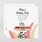 Invitation d'anniversaire pour une fête rétro de c (Devant / Derrière)