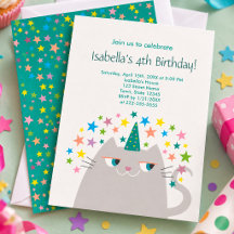 Invitation d'anniversaire pour une fille, 4 ans, j