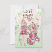 Invitation d'anniversaire pour une fille de seize (Devant)