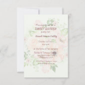 Invitation d'anniversaire pour une fille de seize (Dos)