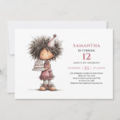 Invitation d'anniversaire pour une fille drôle et  (Devant)