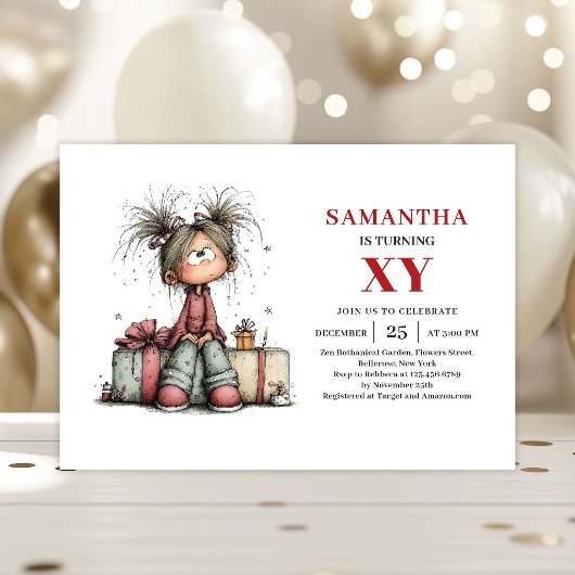 Invitation d'anniversaire pour une fille drôle et