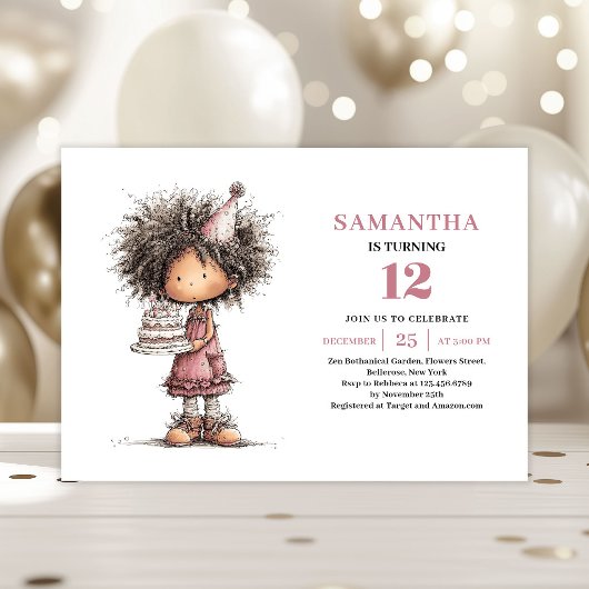 Invitation d'anniversaire pour une fille drôle et 