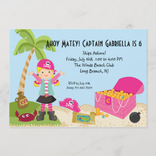 Invitation d'anniversaire pour une fille pirate ro