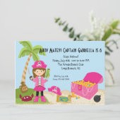 Invitation d'anniversaire pour une fille pirate ro (Debout devant)