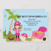 Invitation d'anniversaire pour une fille pirate ro (Devant / Derrière)