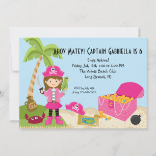 Invitation d'anniversaire pour une fille pirate ro