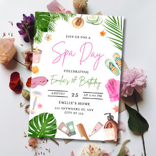 Invitation d'anniversaire pour une journée au spa,