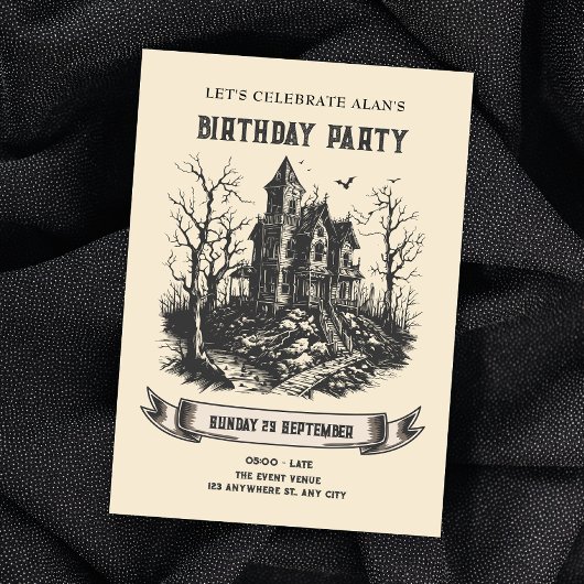 Invitation d'anniversaire pour une maison hantée