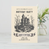 Invitation d'anniversaire pour une maison hantée (Debout devant)