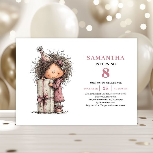 Invitation d'anniversaire pour une petite fille or