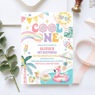 Invitation d'anniversaire pour une piscine arc-en-