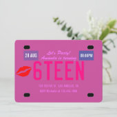Invitation d'anniversaire pour une plaque d'immatr (Debout devant)