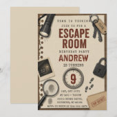 Invitation d'anniversaire pour une salle d'évasion (Devant / Derrière)