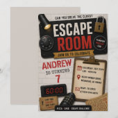 Invitation d'anniversaire pour une salle d'évasion (Devant / Derrière)