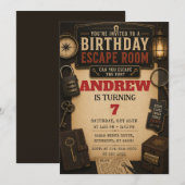 Invitation d'anniversaire pour une salle d'évasion (Devant / Derrière)