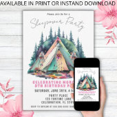 Invitation d'anniversaire pour une soirée camping 