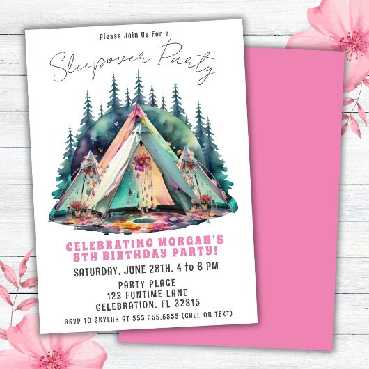 Invitation d'anniversaire pour une soirée camping 