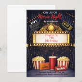 Invitation d'anniversaire pour une soirée cinéma  (Devant / Derrière)