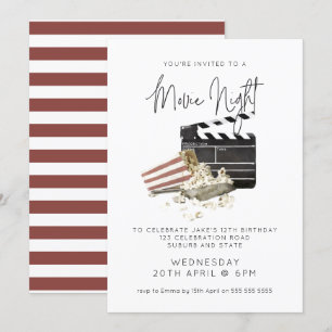 Invitation d'anniversaire pour une soirée cinéma a