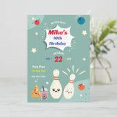 Invitation d'anniversaire pour une soirée de bowli (Debout devant)