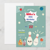 Invitation d'anniversaire pour une soirée de bowli (Devant / Derrière)