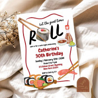 Invitation d'anniversaire pour une soirée de sushi