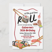 Invitation d'anniversaire pour une soirée de sushi (Devant)