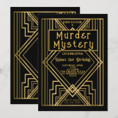 Invitation d'anniversaire pour une soirée mystère  (Devant / Derrière)