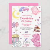 Invitation d'anniversaire pour une soirée pyjama (Devant / Derrière)