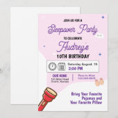 Invitation d'anniversaire pour une soirée pyjama (Devant / Derrière)