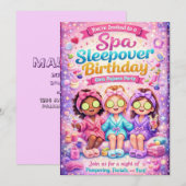 Invitation d'anniversaire pour une soirée pyjama a (Devant / Derrière)