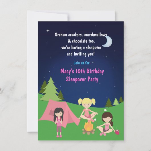 Invitation d'anniversaire pour une soirée pyjama d (Devant)